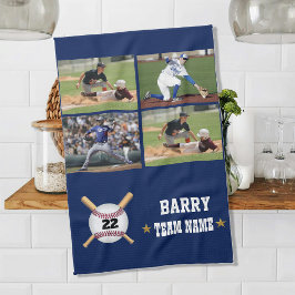Paño De Cocina Colgajo de 4 fotos de béisbol personalizado con no