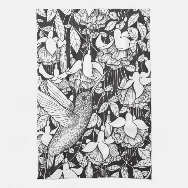 Paño De Cocina Colibrí y fucsia (Vertical)