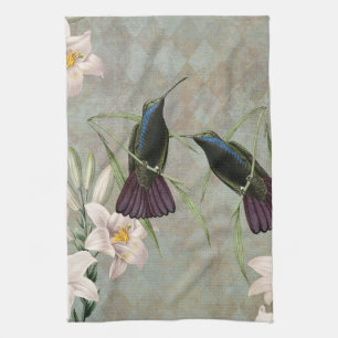 Paño De Cocina Colibríes y lirios