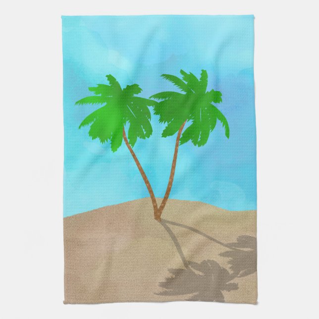 Paño De Cocina Collage acuático Palm Tree Beach (Vertical)