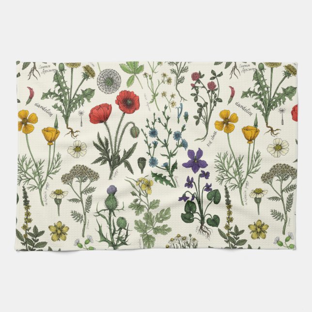 Paño De Cocina Collage de flores silvestres (Horizontal)