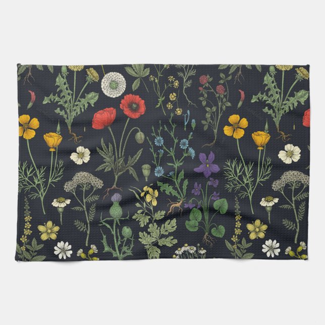 Paño De Cocina Collage de flores silvestres (Horizontal)