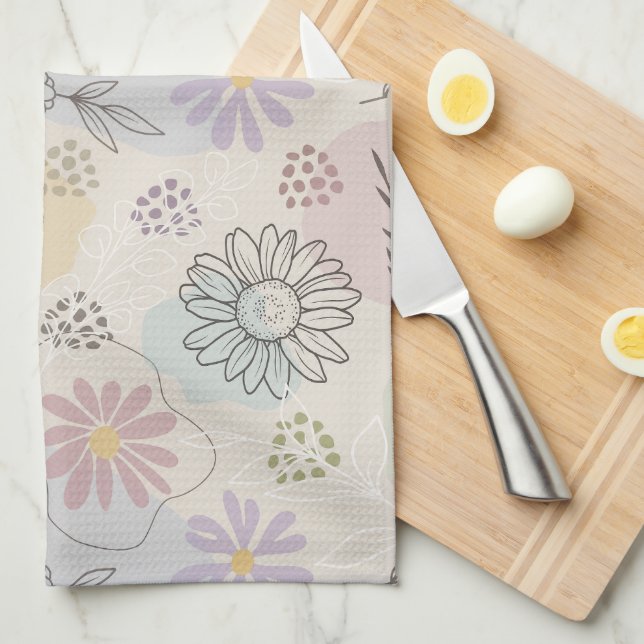 Paño De Cocina Collage de flores silvestres pastel – Geométrico f (Doblado Cuarto)