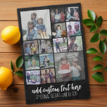 Paño De Cocina Collage de fotos de Instagram - 14 fotos - texto d<br><div class="desc">Un diseño con un fondo sólido y un lugar para añadir texto en un guión de moda. Utiliza hasta catorce fotos cuadradas para crear un regalo único y personal. Si necesita ajustar las imágenes,  haga clic en la herramienta personalizar para realizar cambios.</div>
