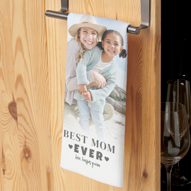 Paño De Cocina Collage de fotos de mamá personalizado (Personalized Mom Photo Collage kitchen towel)