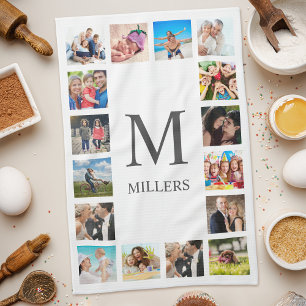 Paño De Cocina Collage de fotos familiar personalizado blanco per