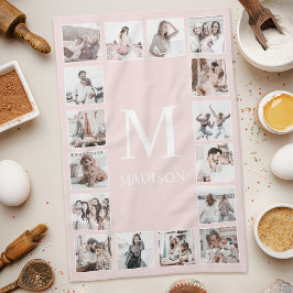 Paño De Cocina Collage de fotos personalizado Rubor Pink personal