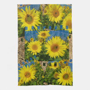 Paño De Cocina Collage de girasoles amarillos en verano,