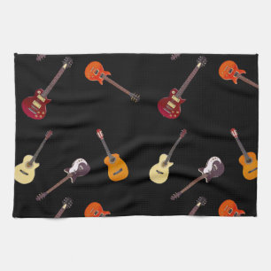 Paño De Cocina Collage de la guitarra acústica eléctrica y