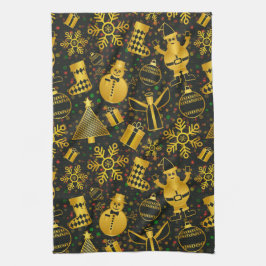 Paño De Cocina Collage de Navidades metálicos