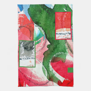 Paño De Cocina collage del arte abstracto, técnicas mixtas y