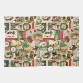 PAÑO DE COCINA COLLAGE DEL NAVIDAD DEL VINTAGE