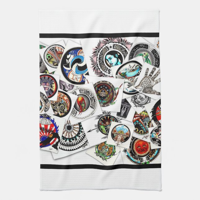 Paño De Cocina Collage Draings (Vertical)