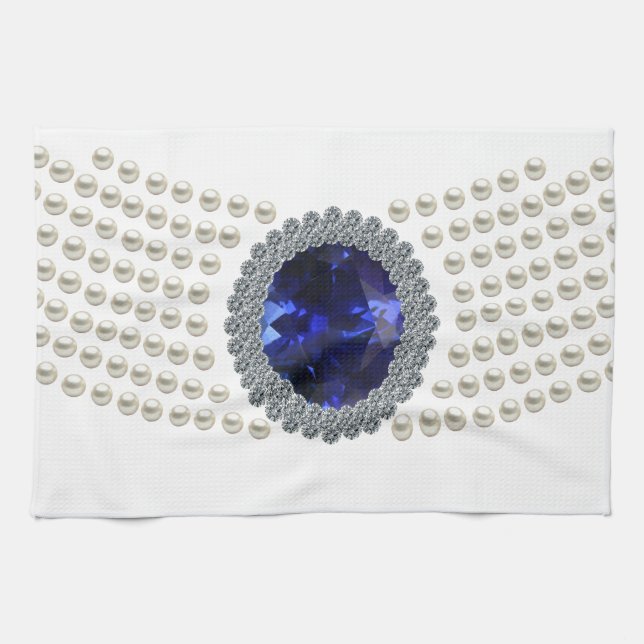 Paño De Cocina Collar del ahogador del zafiro de Diana (Horizontal)