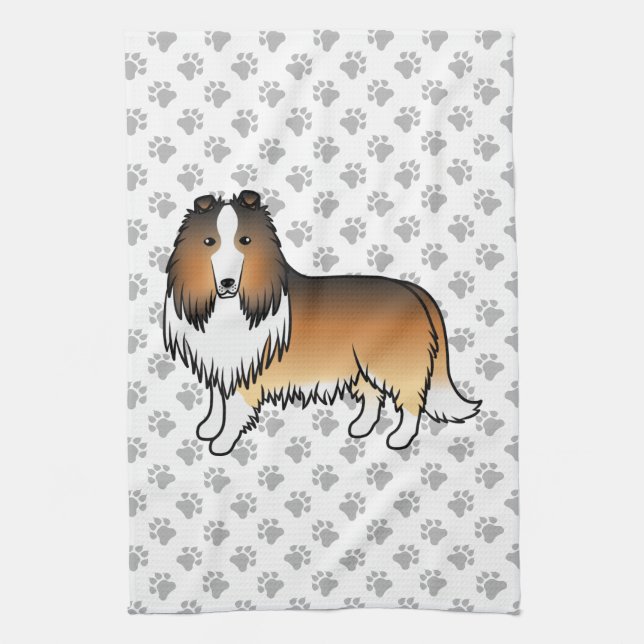 Paño De Cocina Collie Áspero Sable Perro De Dibujos Animados Lind (Vertical)