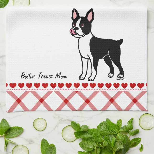 Paño De Cocina Colocación de Boston Terrier (Doblado)