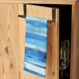 Paño De Cocina Color de agua Azul y franja blanca