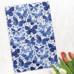 Paño De Cocina Color de agua de la mariposa azul y blanco<br><div class="desc">Fresco,  moderno y bonito Talla de té de la cocina de mariposa color azul marino y blanco Indigo. Arte original de Nic Squirrell.</div>