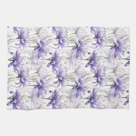 Paño De Cocina Color de agua suave morado con motivos florales