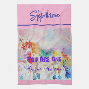 Paño De Cocina Colorante de agua unicornio mujeres de color rosa