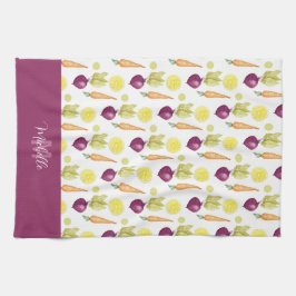 Paño De Cocina Colorante de limón de remolacha monogramada y agua