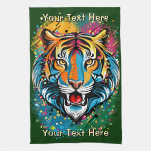 Paño De Cocina Colores de arcoíris de cabeza de tigre pintan manc