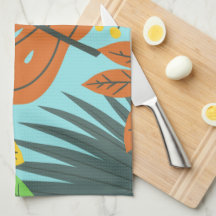 Colores de bonito azul naranja de patrón botánico 