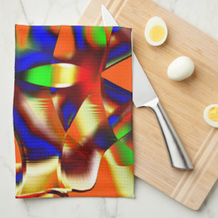 Paño De Cocina Colores majestuosos, azul y naranja luchados