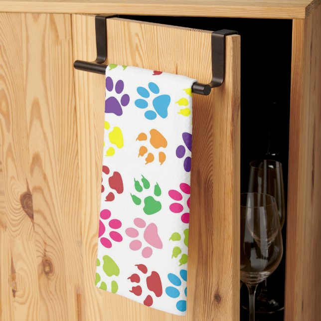 Paño De Cocina Colorful Paw Prints Pattern (Pliegue de tercios)