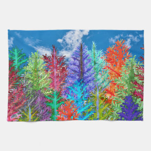 Paño De Cocina Colorful Watercolor Pine Trees Kitchen Towel