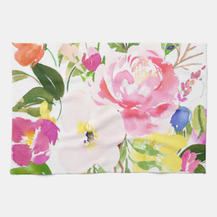 Paño De Cocina Colorida acuarela Primavera florecimiento floral
