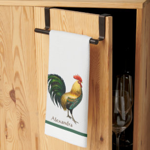 Paño De Cocina Colorida acuarela vintage personalizada de gallo