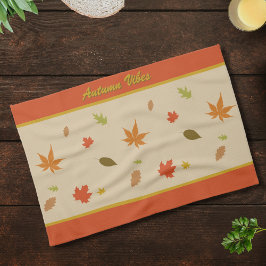 Paño De Cocina Coloridas hojas de otoño con texto personalizado