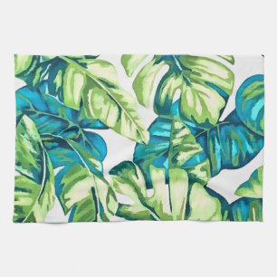Paño De Cocina Coloridas hojas tropicales de Banana y Monstera