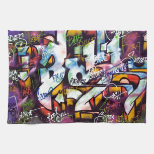 Paño De Cocina Coloridas Palabras de Graffiti