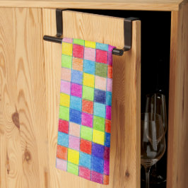 Paño De Cocina Colorido En El Patrón De Cuadrados De Papel Gráfic