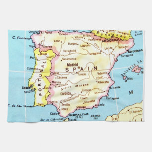 Paño De Cocina Colorido mapa del diseño de España
