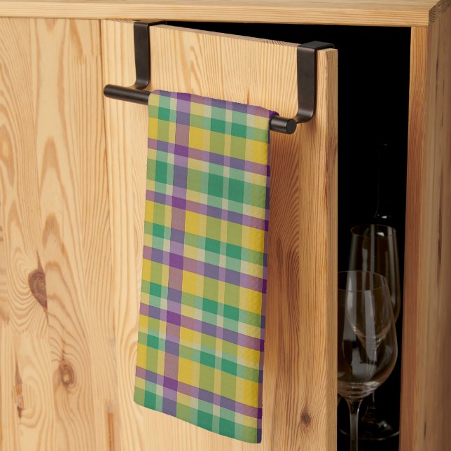 Paño De Cocina Colorido Mardi Gras gingham con estampado (Pliegue de tercios)