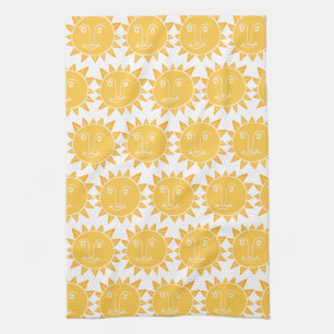 Paño De Cocina Colorido patrón amarillo de sol moderno