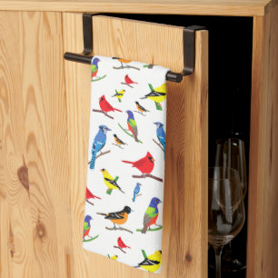 Paño De Cocina Colorido patrón de aves norteamericanas