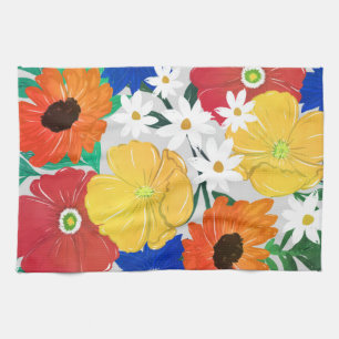 Paño De Cocina Colorido Spring Floral Hand Paint Girly Design