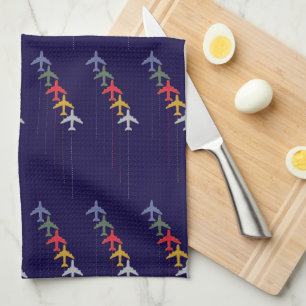 Paño De Cocina coloridos aviones de viaje