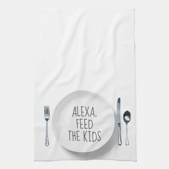 Paño De Cocina Comando de Alexa Humor en blanco (Vertical)