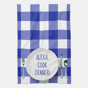Paño De Cocina Comando de Alexa humor en cuadros de búfalo