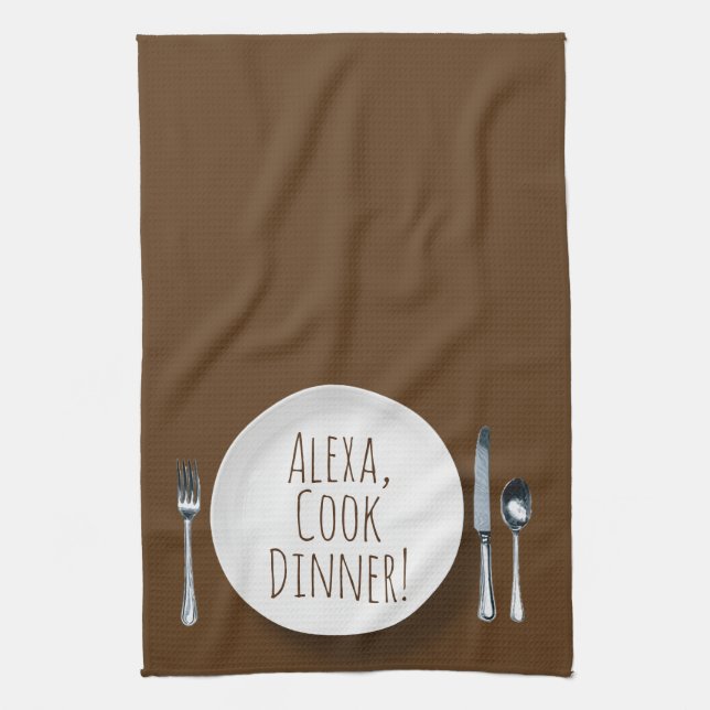 Paño De Cocina comando humorístico de Alexa para la cena (Vertical)