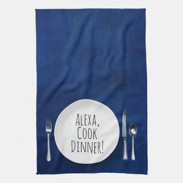 Paño De Cocina comando humorístico de Alexa para la cena (Vertical)
