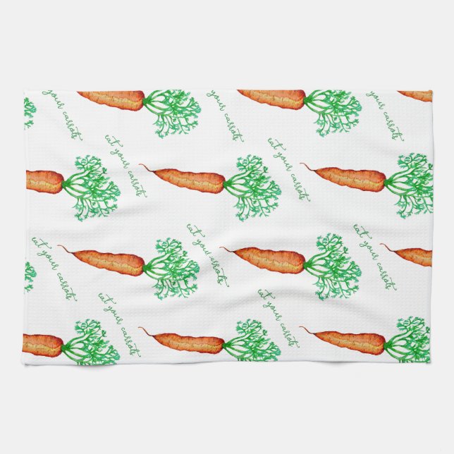 Paño De Cocina Come Zanahorias Acuarela  (Horizontal)