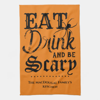 Paño De Cocina Comer bebida y tener miedo familia Personalizado H
