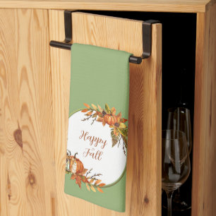 Paño De Cocina Comer conejito y calabazas con texto de personaliz