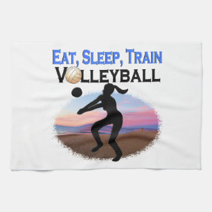 PAÑO DE COCINA COMER, DORMIR, VOLEIBOL DE TREN